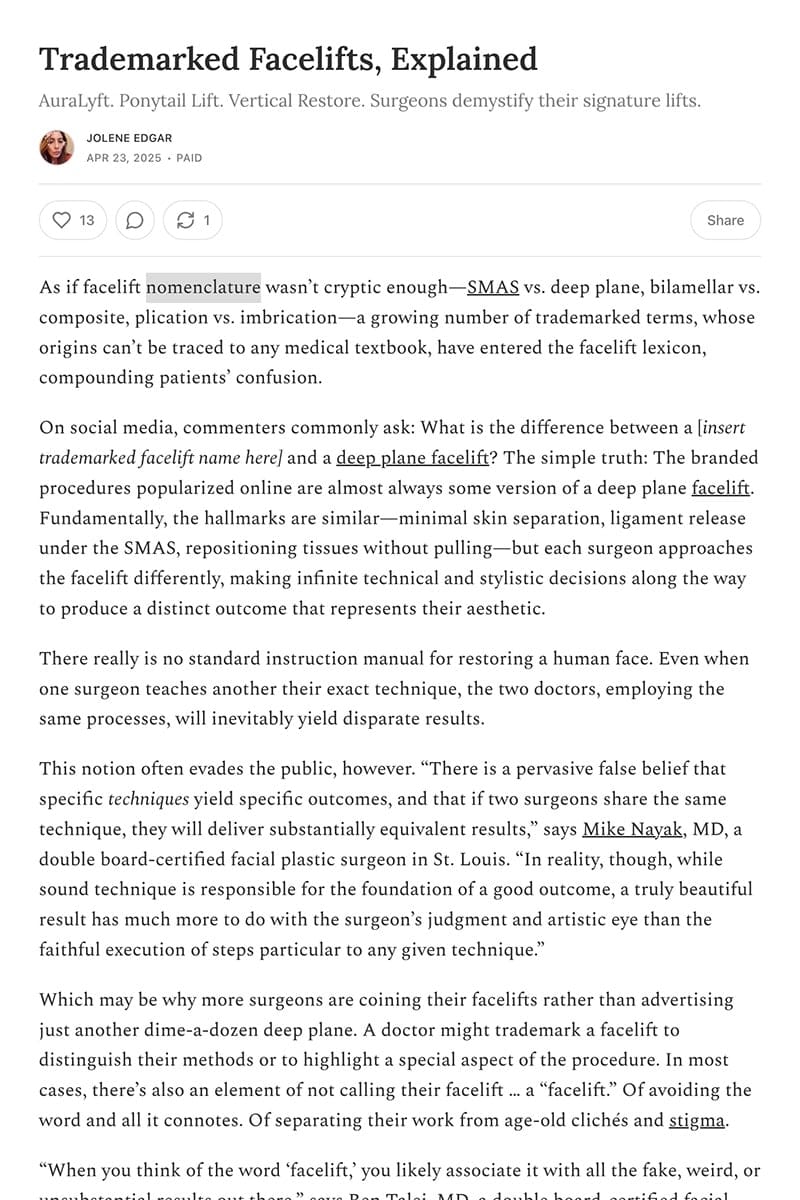 Trademarked Facelifts, Explained